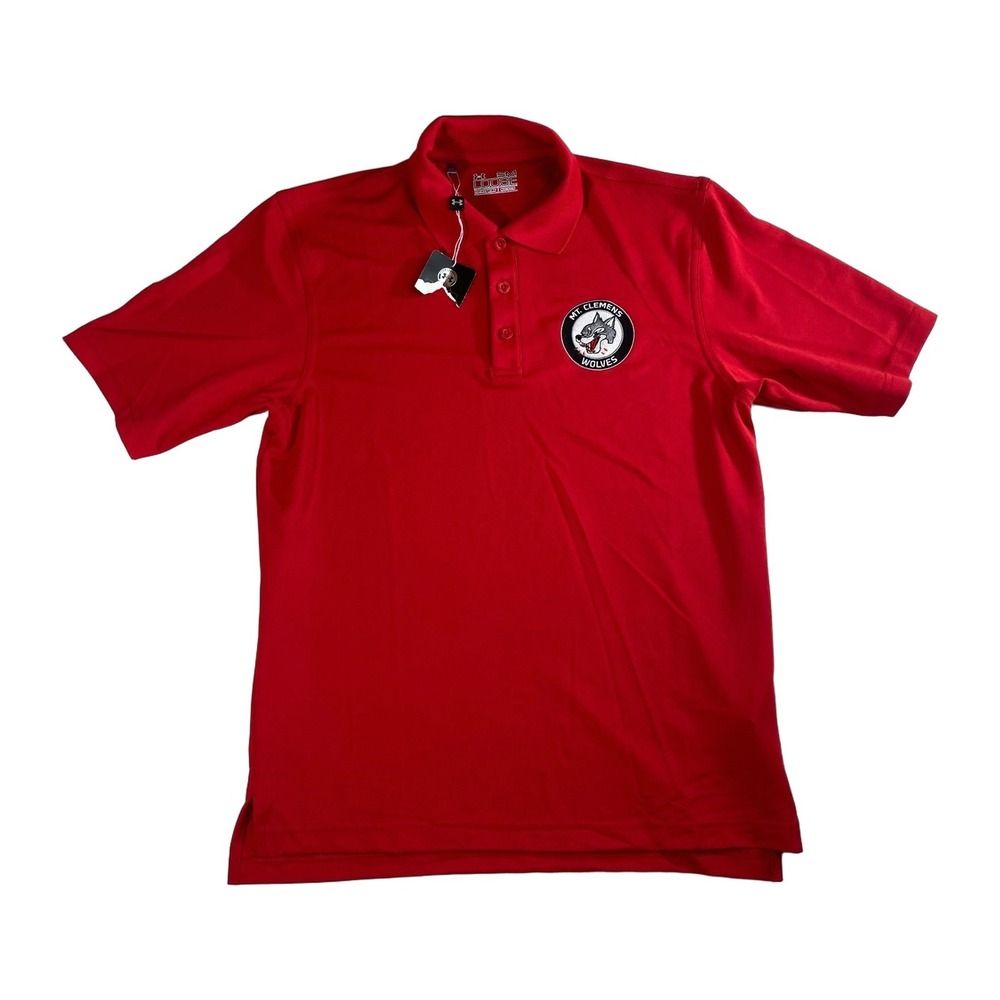 Mount Clemens Wolves Under Armour HeatGear‎ UPF 50+ Small Red Polo Shirt Mens